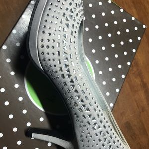 Silver heels open toe